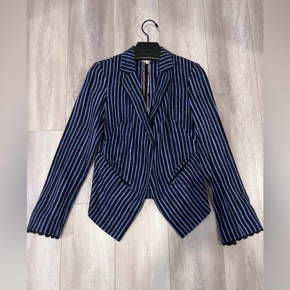 Rachel Rachel Roy Blue Striped Cropped Blazer Jacket NWOT